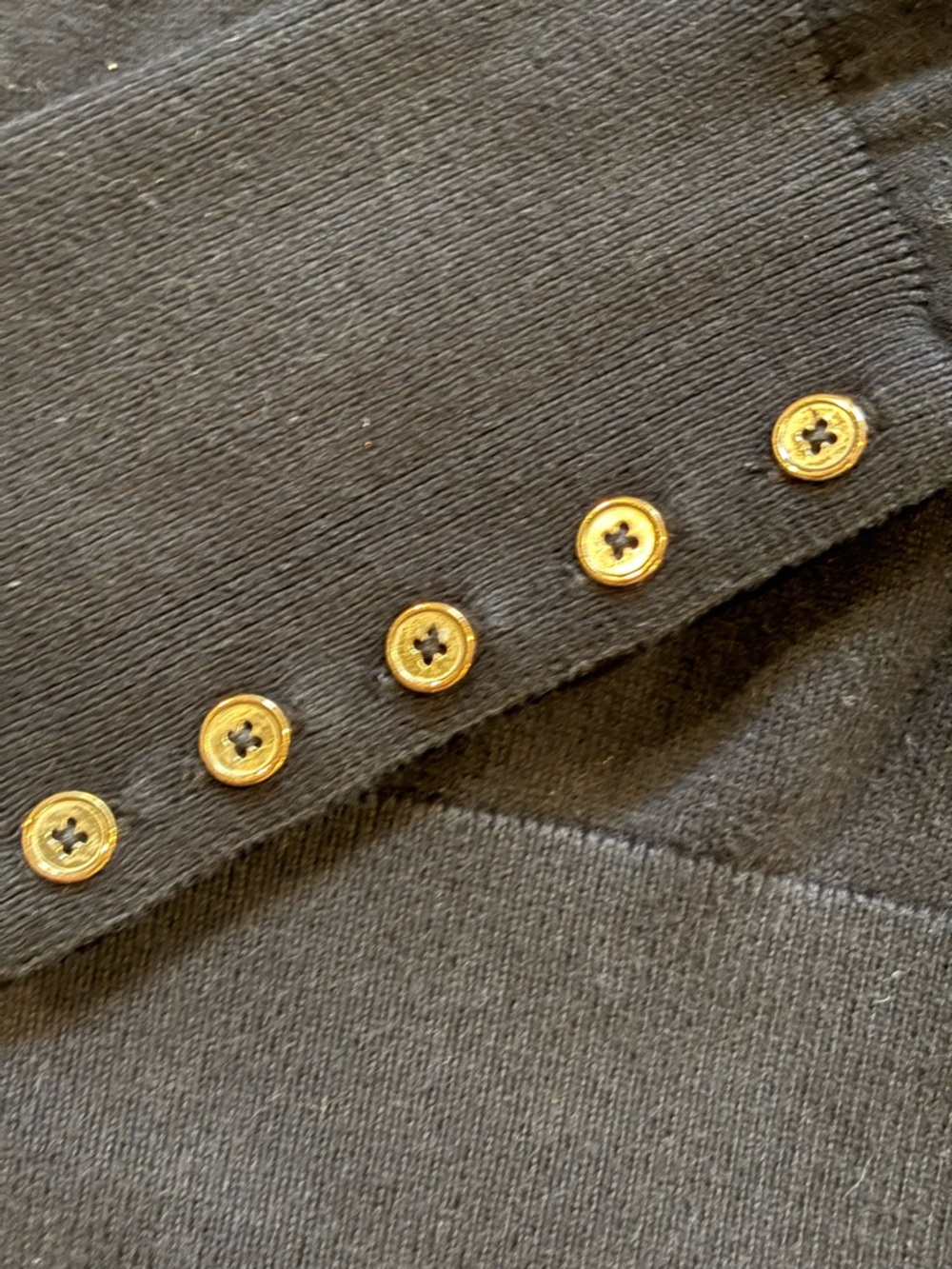 Boden Black V-Neck Sweater with Gold Button Sleeve Detail – Size M - Picture 7 of 7
